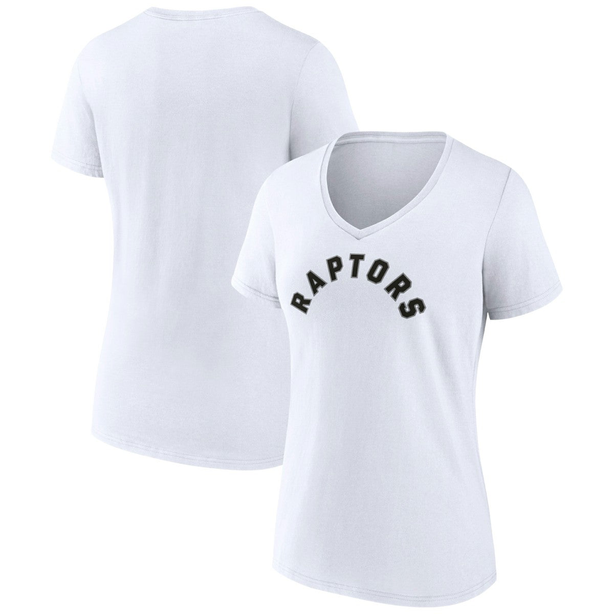 White Toronto Raptors Women's Wordmark V-Neck T-Shirt | NBA