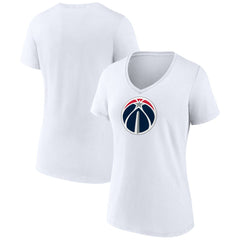 White Washington Wizards Women's Primary Logo V-Neck T-Shirt | NBA