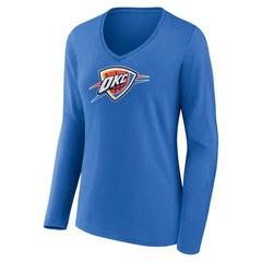 Blue Oklahoma City Thunder Women's Logo Long Sleeve V-Neck T-Shirt | NBA
