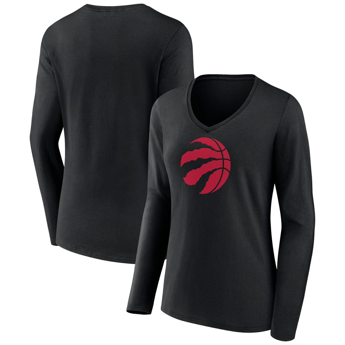 Black Toronto Raptors Women's Logo Long Sleeve V-Neck T-Shirt | NBA