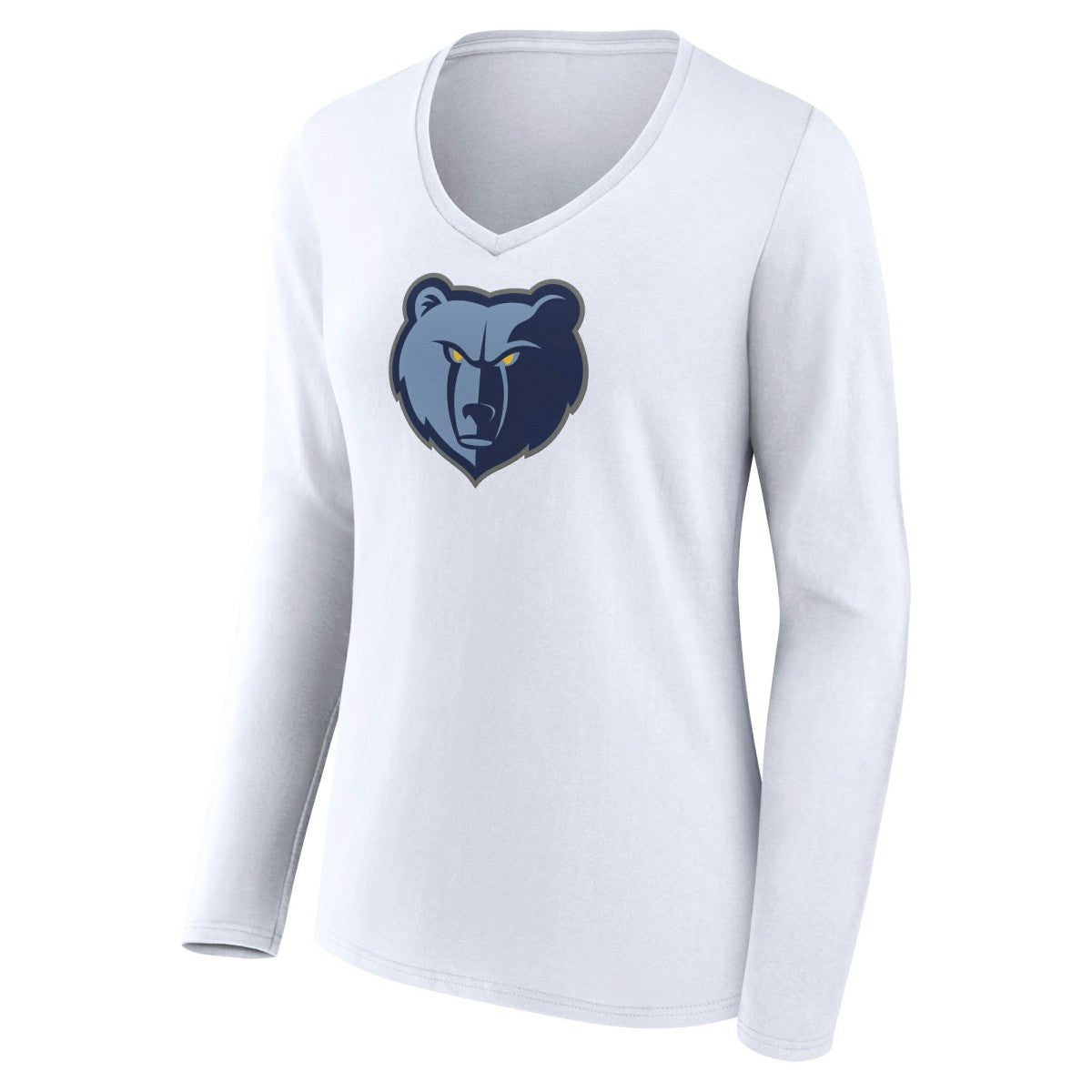 White Memphis Grizzlies Women's Logo Long Sleeve V-Neck T-Shirt | NBA