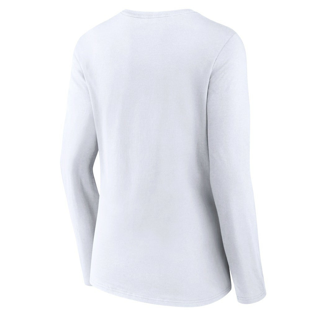 White Oklahoma City Thunder Women's Logo Long Sleeve V-Neck T-Shirt | NBA