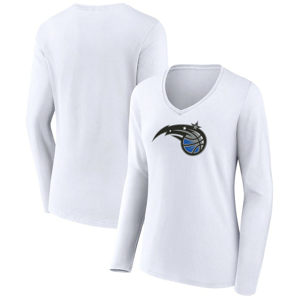 White Orlando Magic Women's Logo Long Sleeve V-Neck T-Shirt | NBA