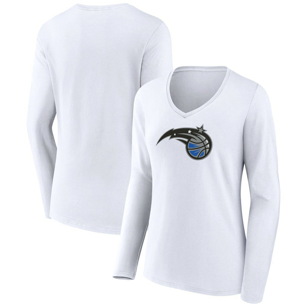 White Orlando Magic Women's Logo Long Sleeve V-Neck T-Shirt | NBA