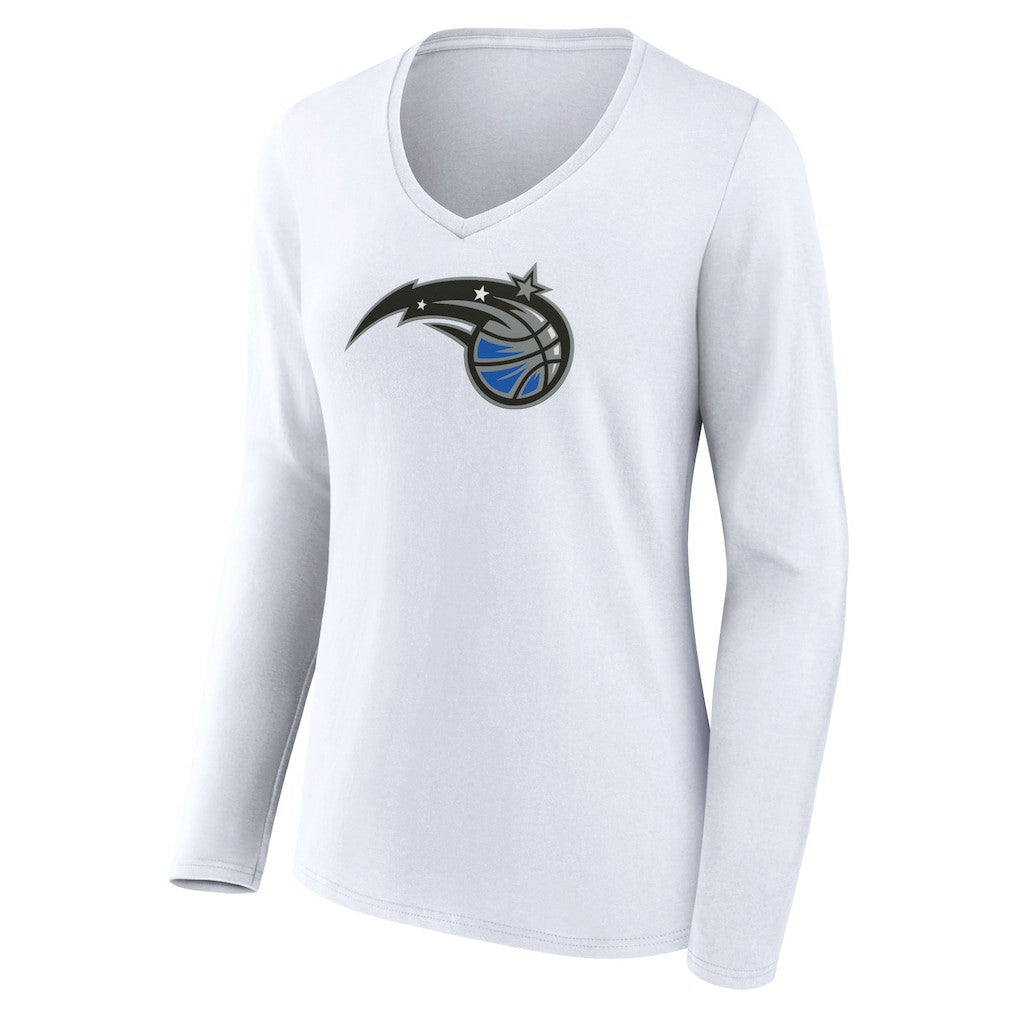 White Orlando Magic Women's Logo Long Sleeve V-Neck T-Shirt | NBA