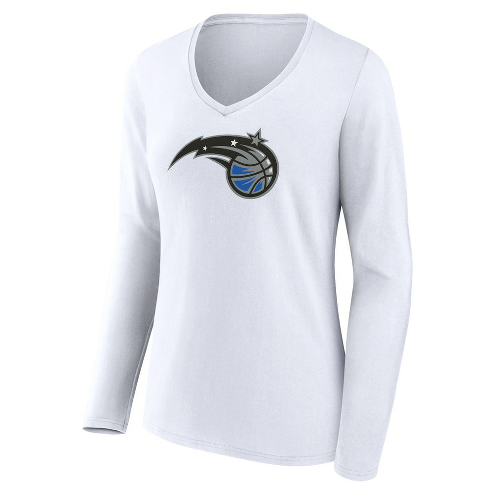 White Orlando Magic Women's Logo Long Sleeve V-Neck T-Shirt | NBA