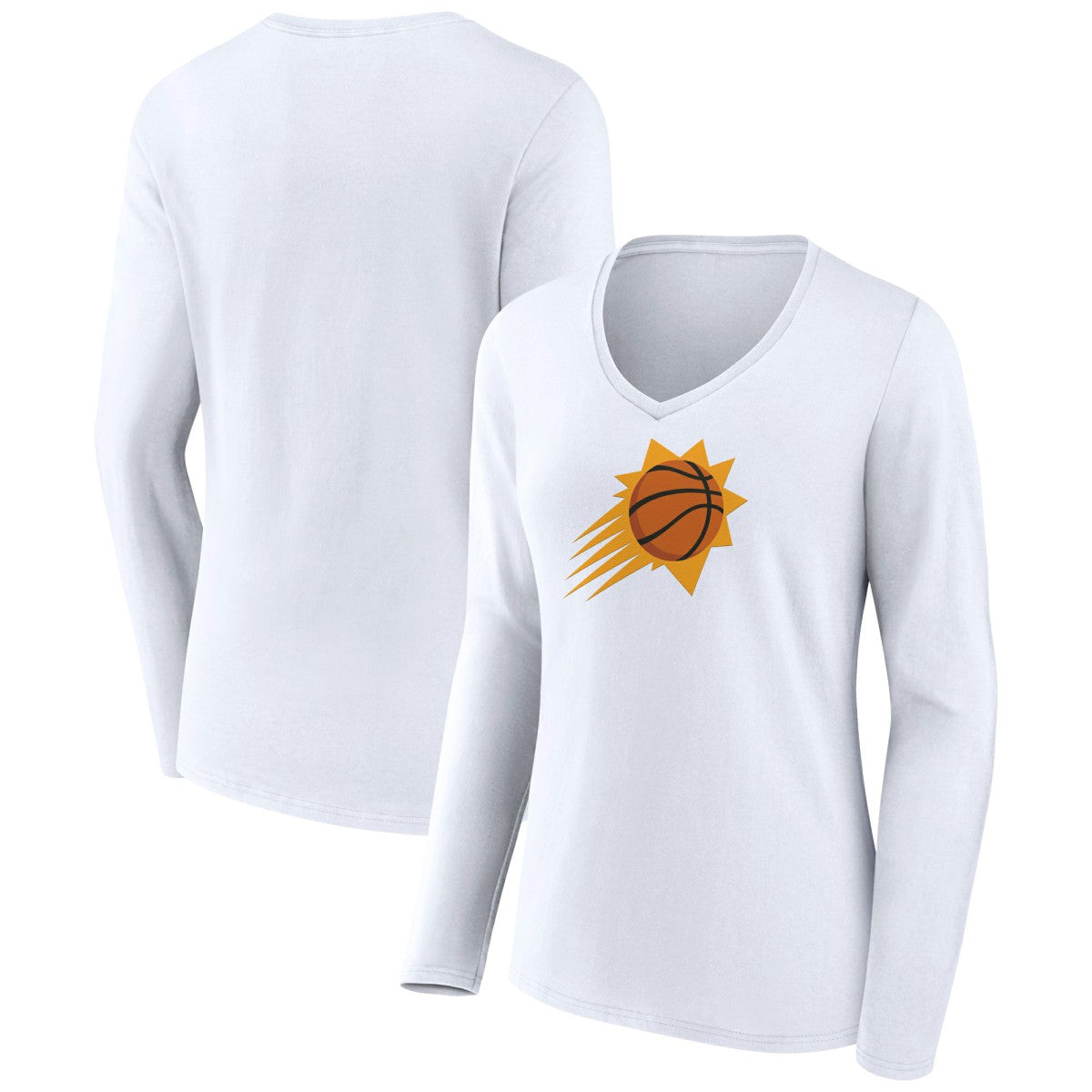 White Phoenix Suns Women's Logo Long Sleeve V-Neck T-Shirt | NBA