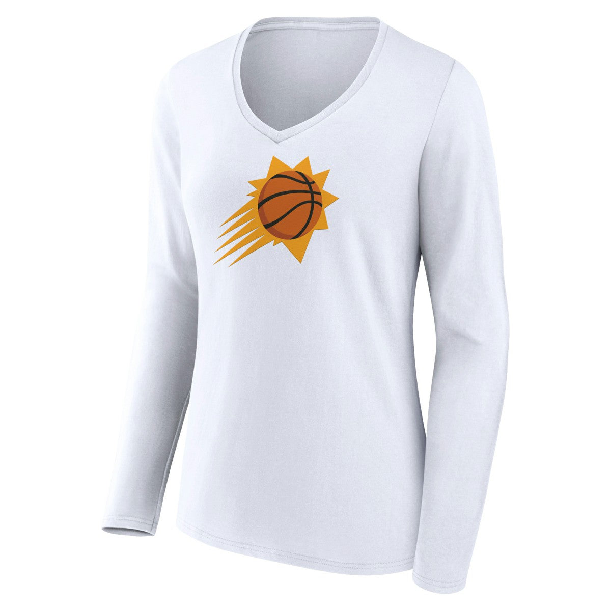 White Phoenix Suns Women's Logo Long Sleeve V-Neck T-Shirt | NBA