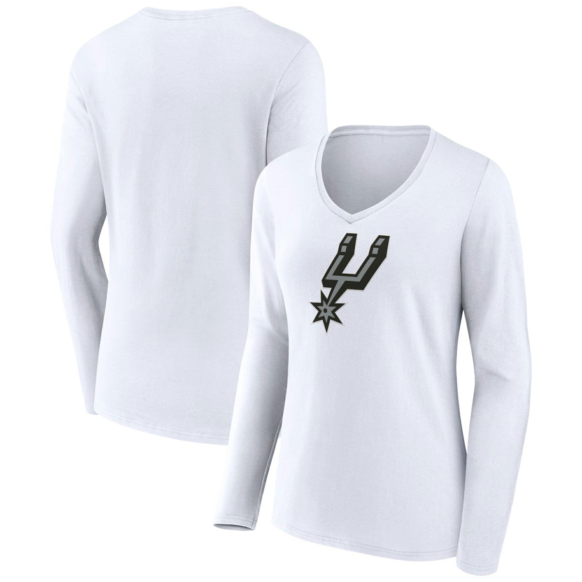 White San Antonio Spurs Women's Logo Long Sleeve V-Neck T-Shirt | NBA