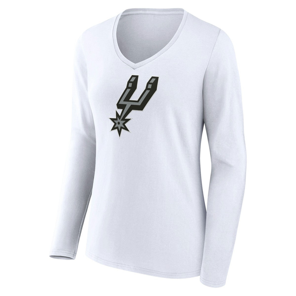 White San Antonio Spurs Women's Logo Long Sleeve V-Neck T-Shirt | NBA