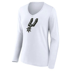 White San Antonio Spurs Women's Logo Long Sleeve V-Neck T-Shirt | NBA