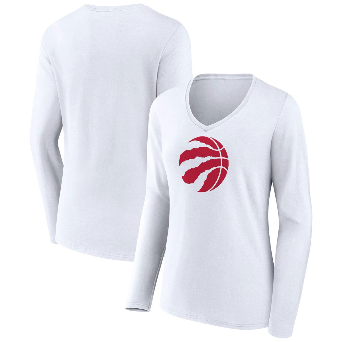 White Toronto Raptors Women's Logo Long Sleeve V-Neck T-Shirt | NBA