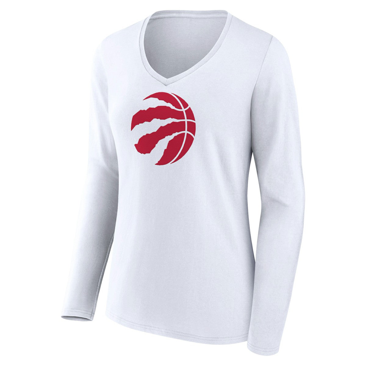 White Toronto Raptors Women's Logo Long Sleeve V-Neck T-Shirt | NBA