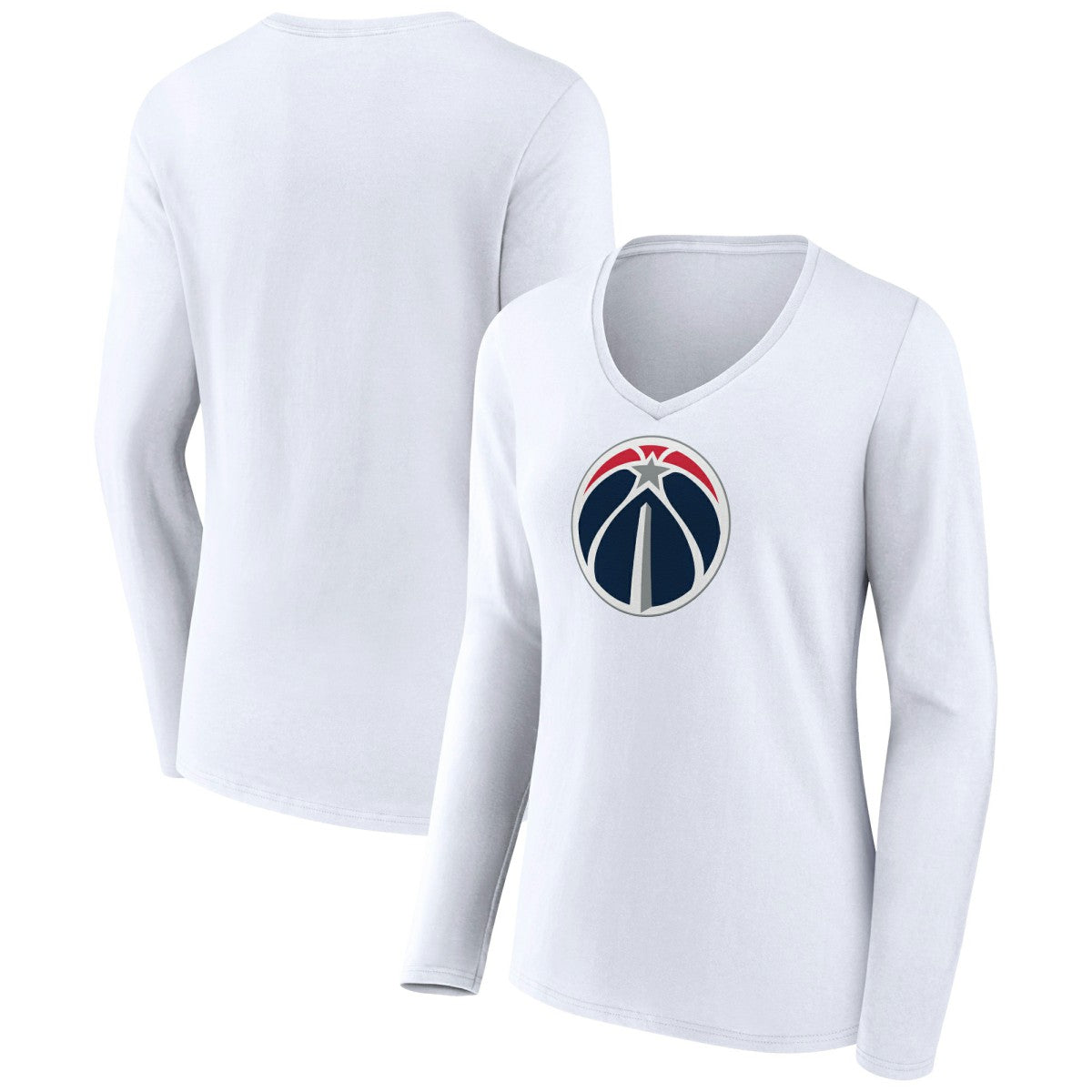 White Washington Wizards Women's Logo Long Sleeve V-Neck T-Shirt | NBA