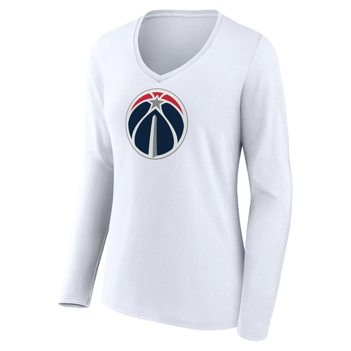 White Washington Wizards Women's Logo Long Sleeve V-Neck T-Shirt | NBA