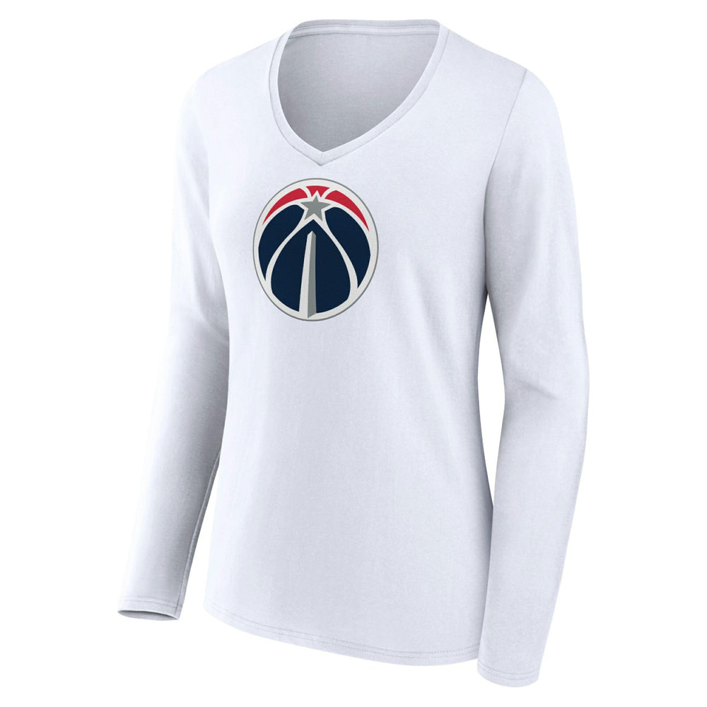White Washington Wizards Women's Logo Long Sleeve V-Neck T-Shirt | NBA