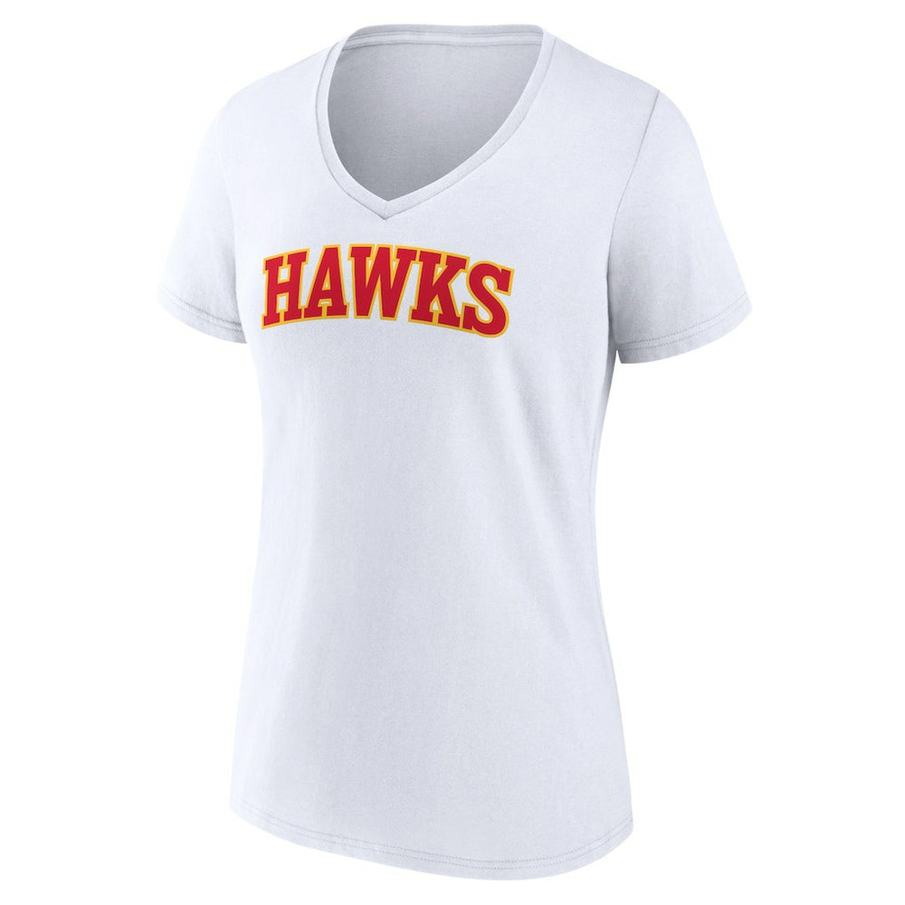 White Atlanta Hawks Women's Wordmark V-Neck T-Shirt | NBA
