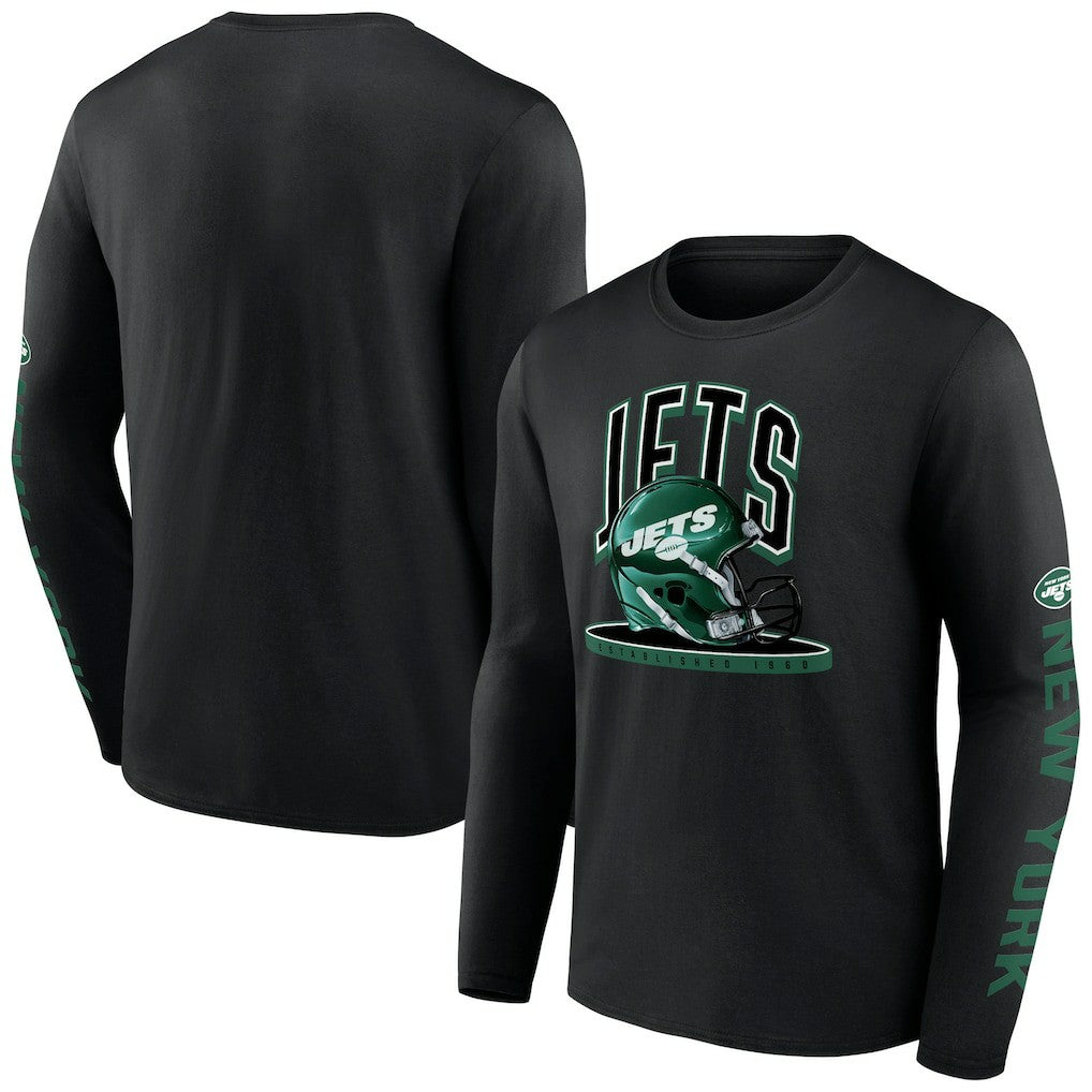 New York Jets Helmet Platform Long Sleeve T-Shirt | NFL Sale