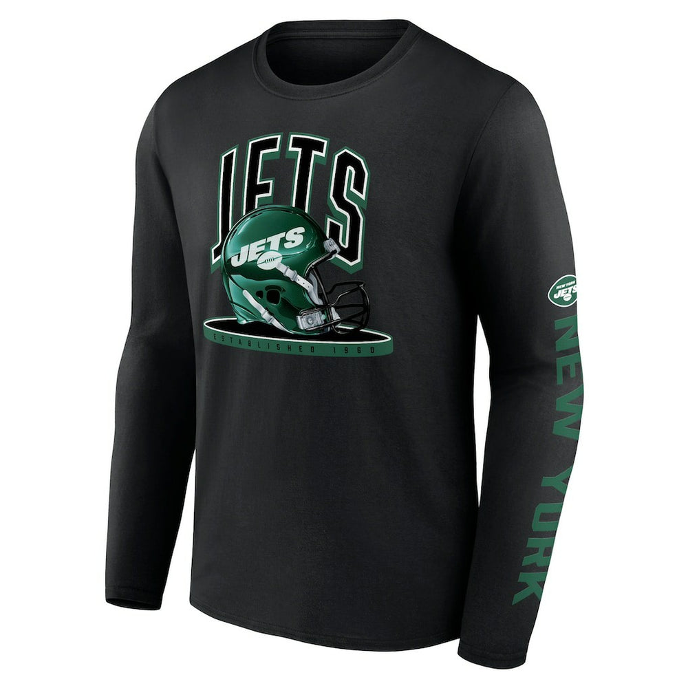 New York Jets Helmet Platform Long Sleeve T-Shirt | NFL Sale