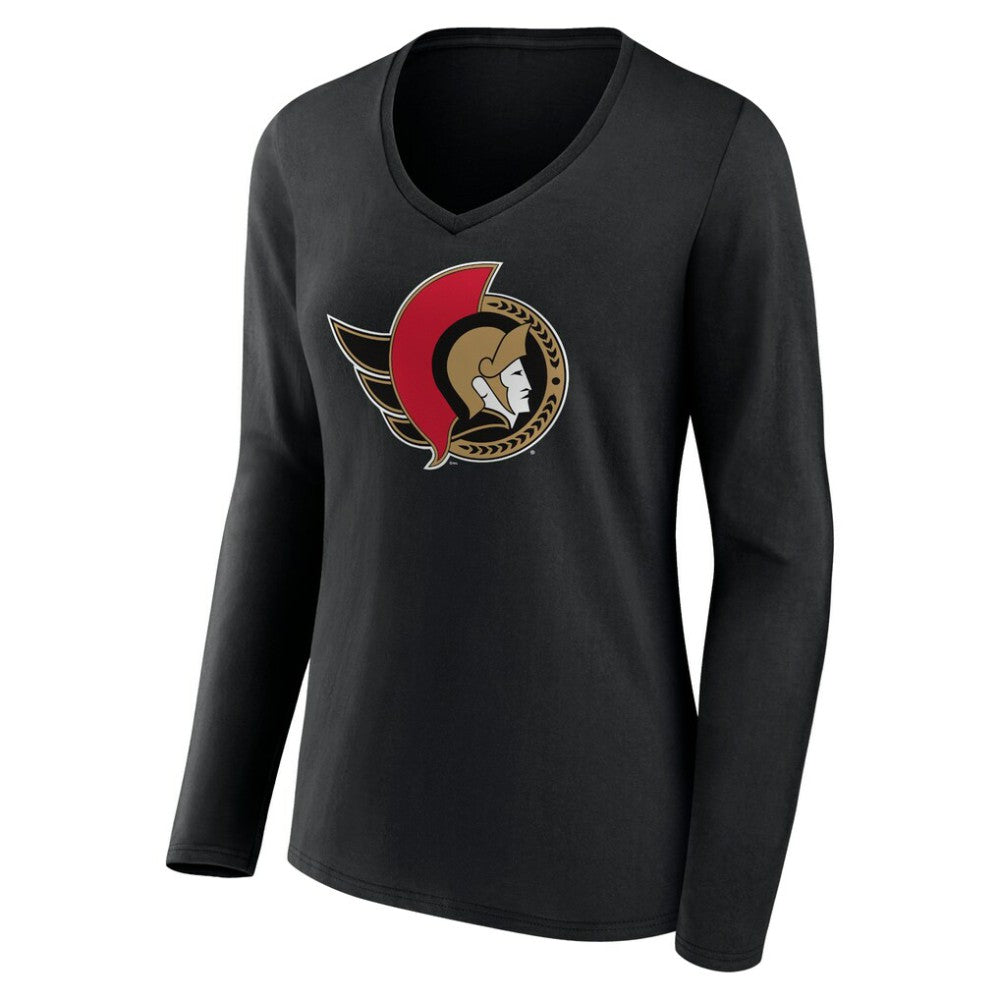 Ottawa Senators Women's Team Logo Long Sleeve V-Neck T-Shirt -  NHL T-shirts