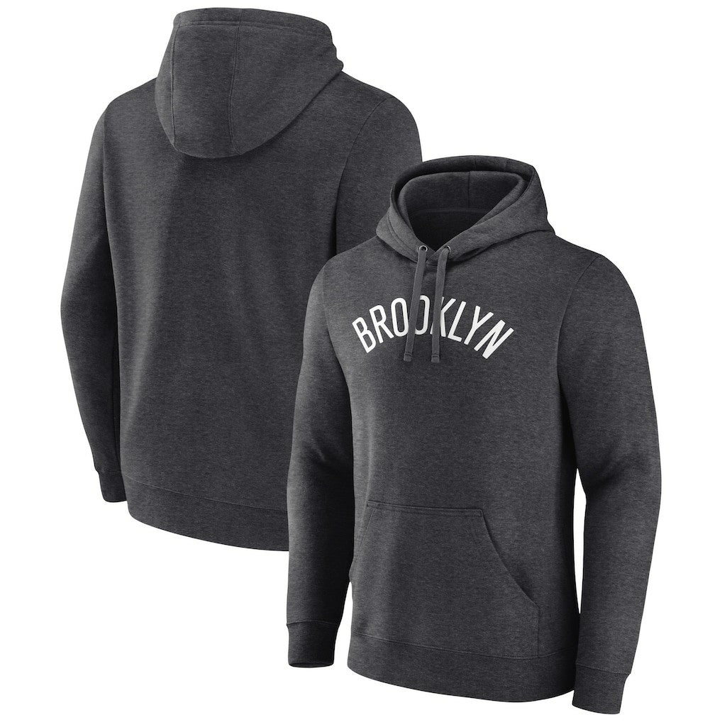Charcoal Brooklyn Nets Wordmark Alternate Pullover Hoodie | NBA