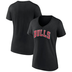 Black Chicago Bulls Women's Wordmark V-Neck T-Shirt sale | NBA