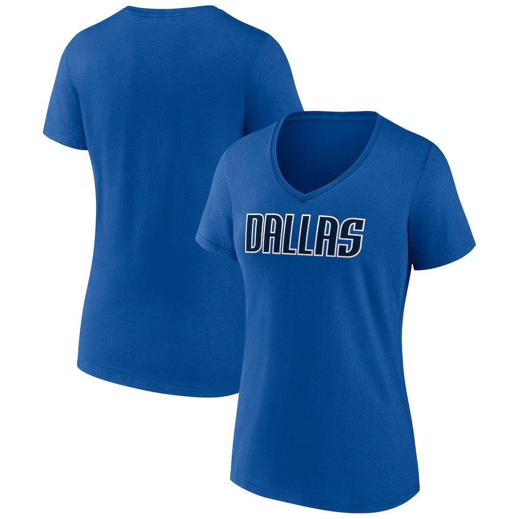 Royal Dallas Mavericks Women's Wordmark V-Neck T-Shirt sale | NBA