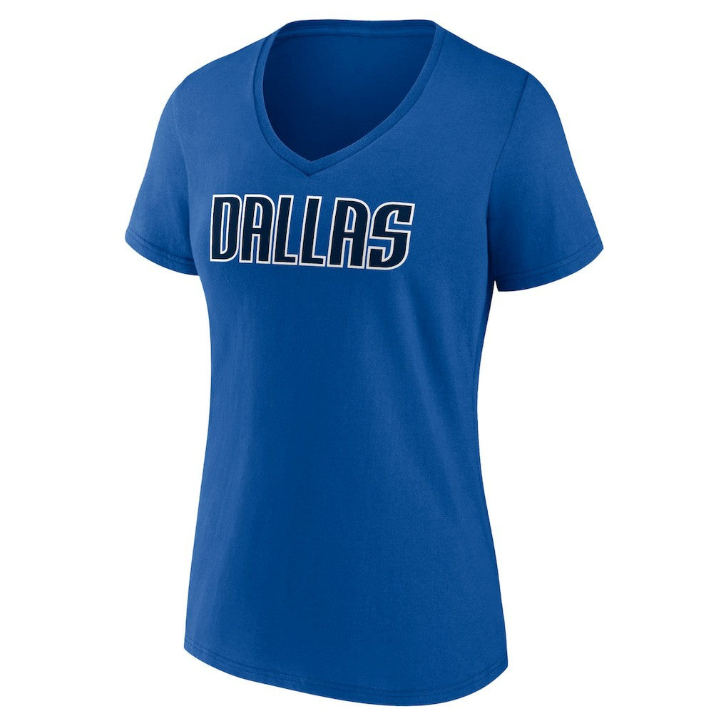 Royal Dallas Mavericks Women's Wordmark V-Neck T-Shirt sale | NBA