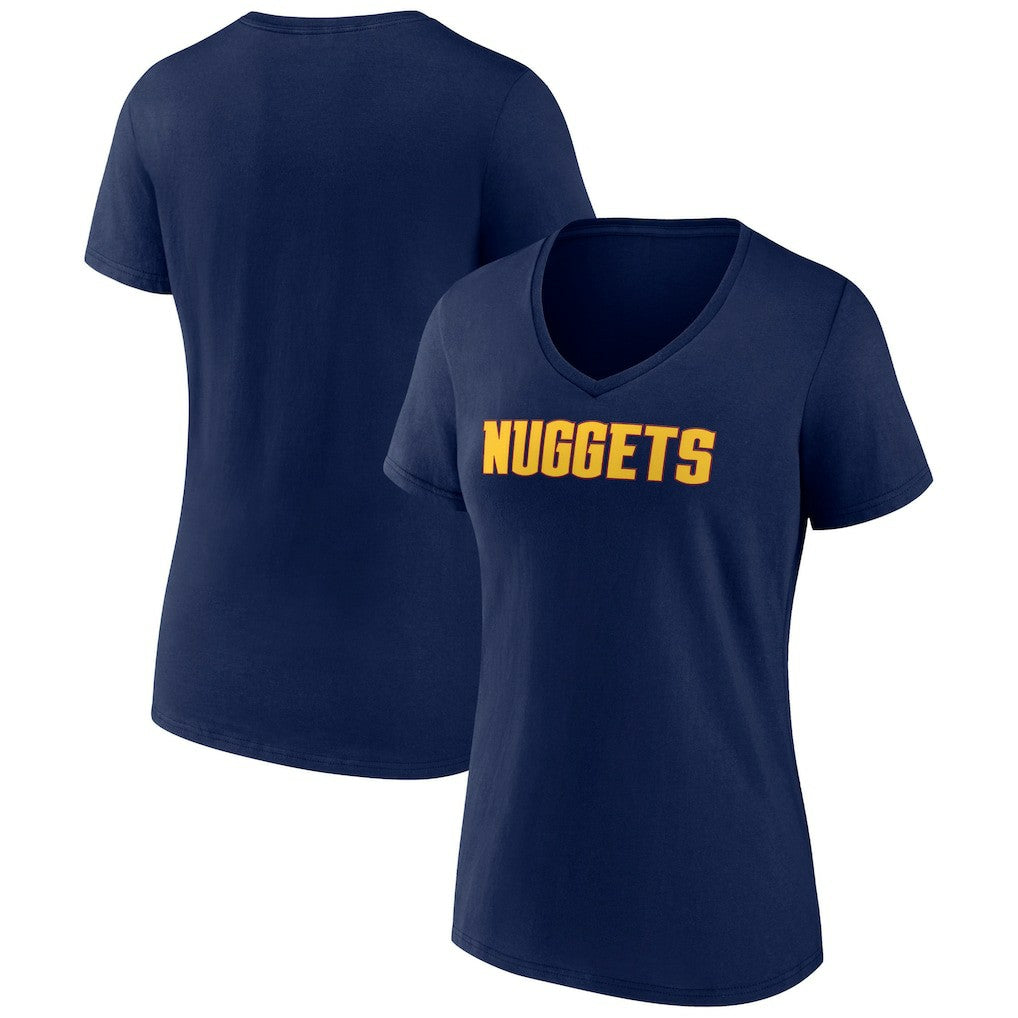 Navy Denver Nuggets Women's Wordmark V-Neck T-Shirt sale | NBA