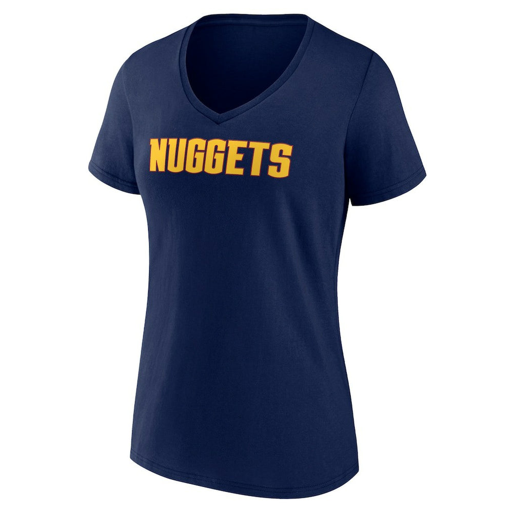 Navy Denver Nuggets Women's Wordmark V-Neck T-Shirt sale | NBA