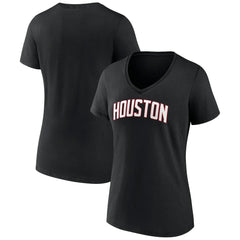 Black Houston Rockets Women's Wordmark V-Neck T-Shirt | NBA