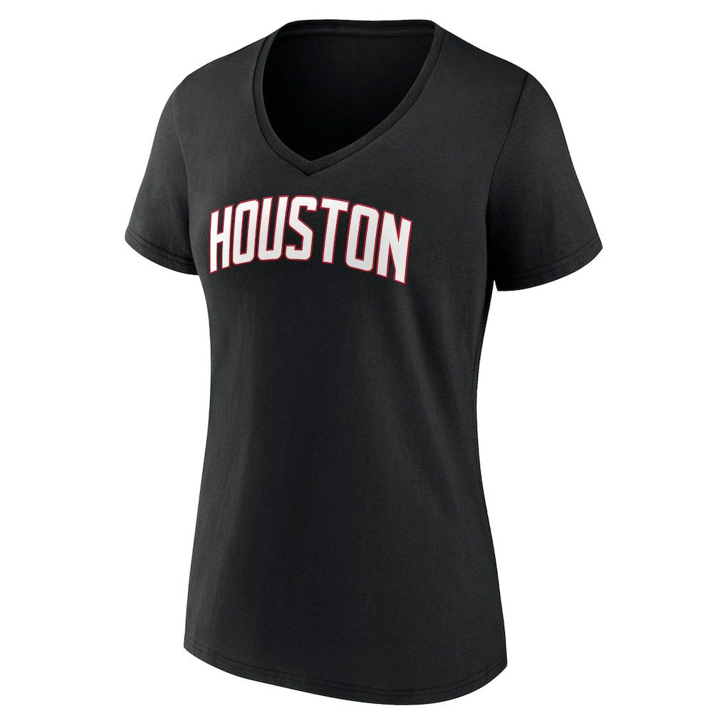 Black Houston Rockets Women's Wordmark V-Neck T-Shirt | NBA