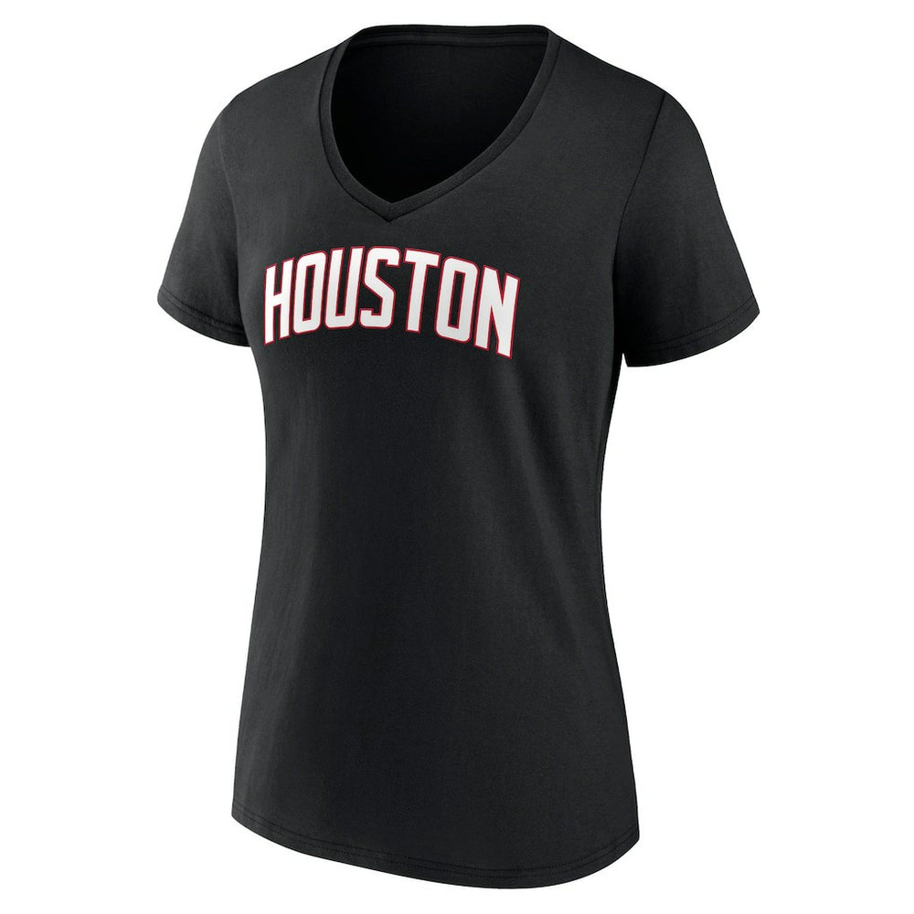 Black Houston Rockets Women's Wordmark V-Neck T-Shirt | NBA