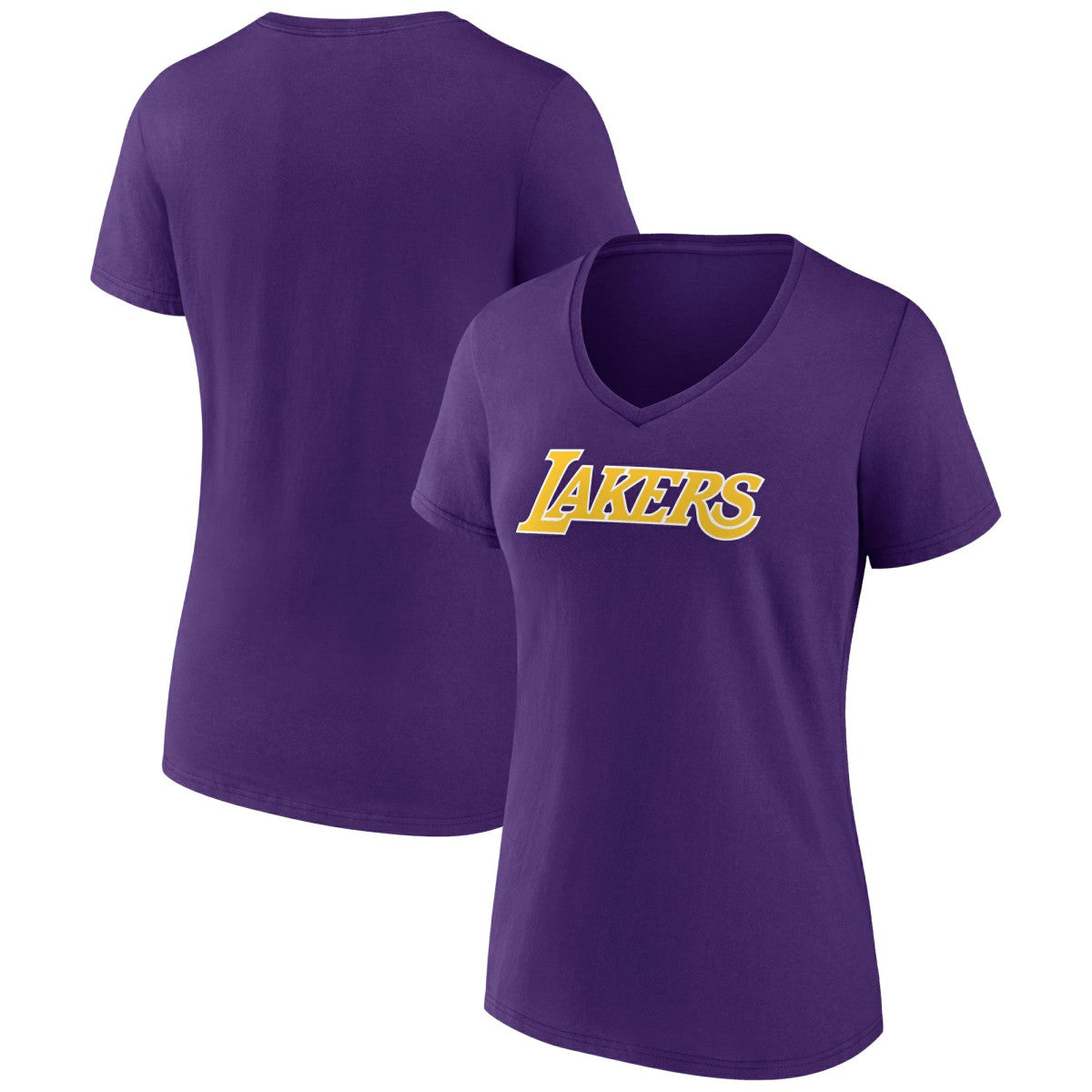 Purple Los Angeles Lakers Women's Wordmark V-Neck T-Shirt | NBA