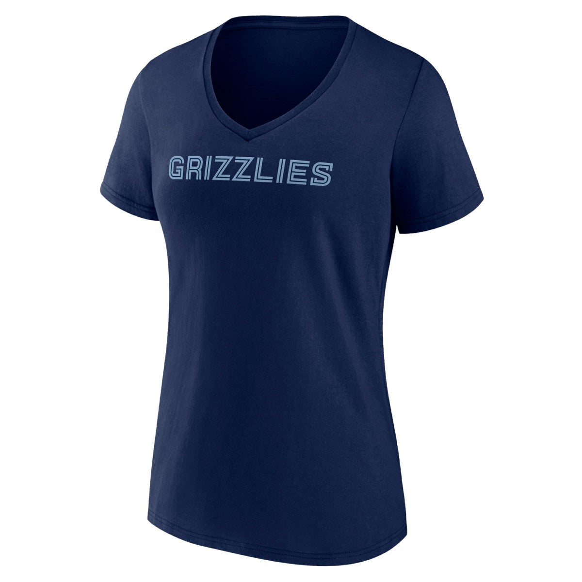 Navy Memphis Grizzlies Women's Wordmark V-Neck T-Shirt | NBA