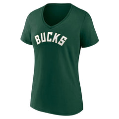 Green Milwaukee Bucks Women's Wordmark V-Neck T-Shirt | NBA