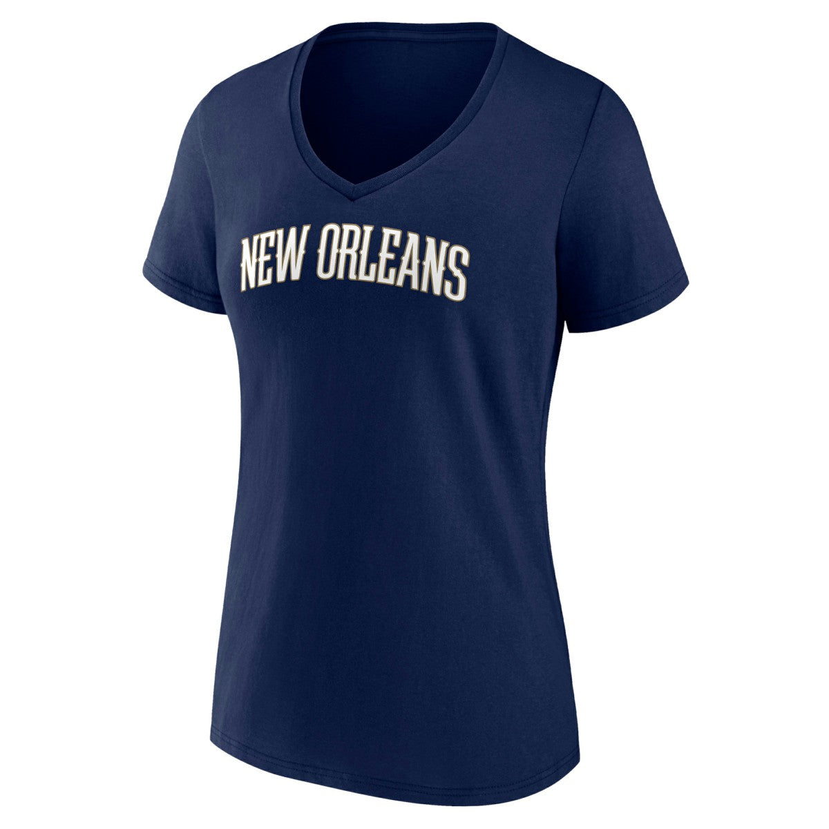 Navy New Orleans Pelicans Women's Wordmark V-Neck T-Shirt | NBA