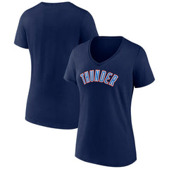 Navy Oklahoma City Thunder Women's Wordmark V-Neck T-Shirt | NBA