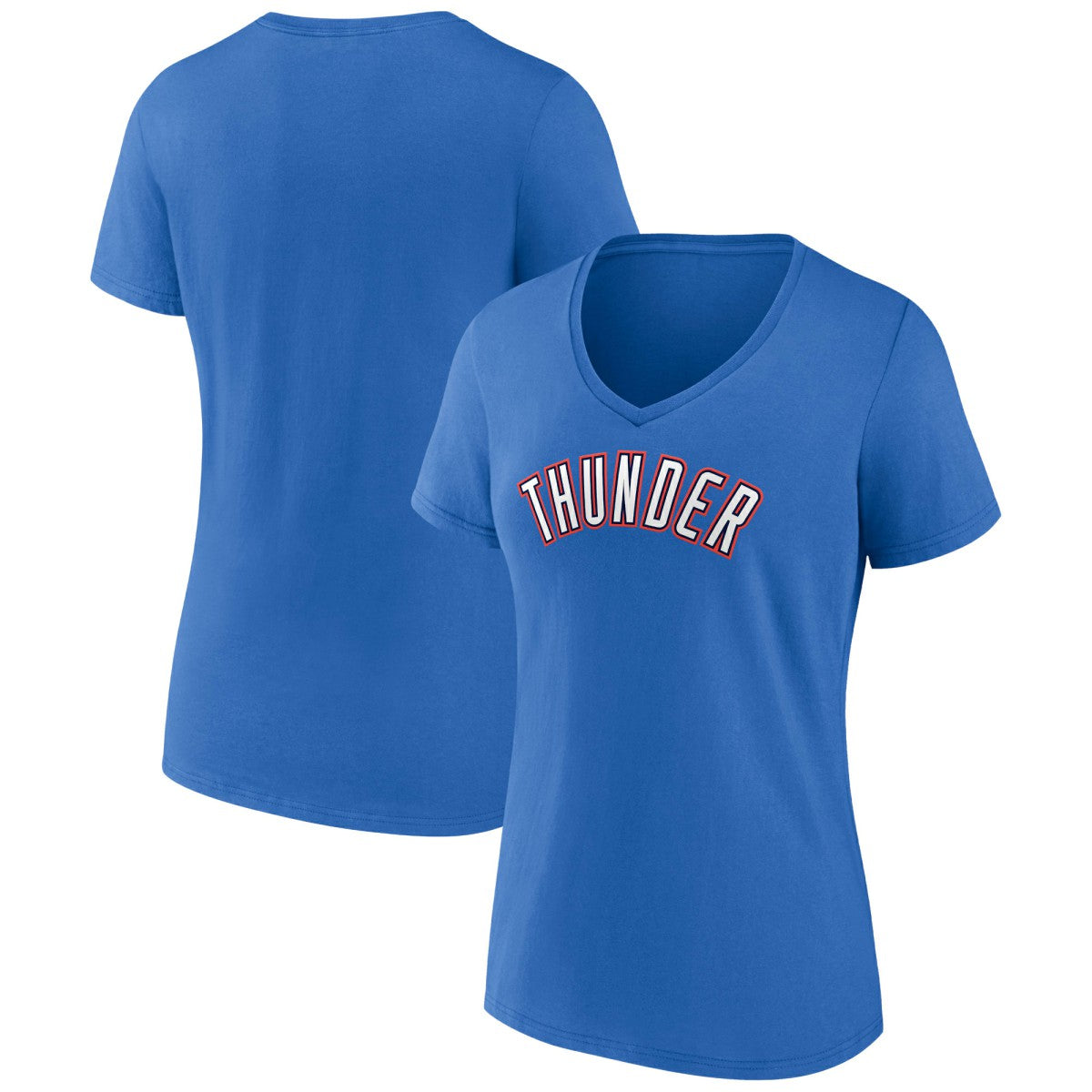 Blue Oklahoma City Thunder Women's Wordmark V-Neck T-Shirt | NBA