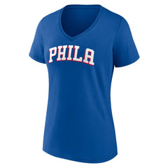 Royal Philadelphia 76ers Women's Wordmark V-Neck T-Shirt | NBA