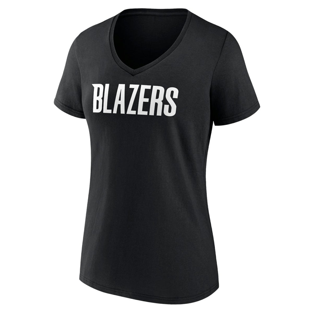 Black Portland Trail Blazers Women's Wordmark V-Neck T-Shirt | NBA