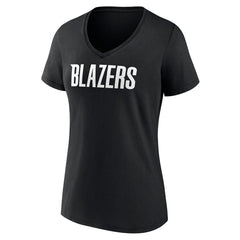 Black Portland Trail Blazers Women's Wordmark V-Neck T-Shirt | NBA