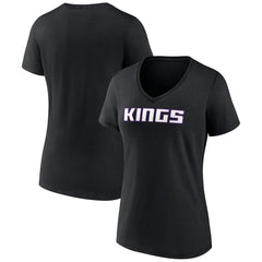 Black Sacramento Kings Women's Wordmark V-Neck T-Shirt | NBA