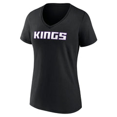 Black Sacramento Kings Women's Wordmark V-Neck T-Shirt | NBA