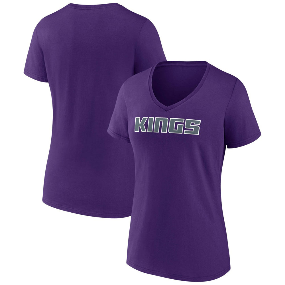Purple Sacramento Kings Women's Wordmark V-Neck T-Shirt | NBA