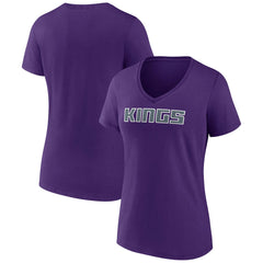 Purple Sacramento Kings Women's Wordmark V-Neck T-Shirt | NBA