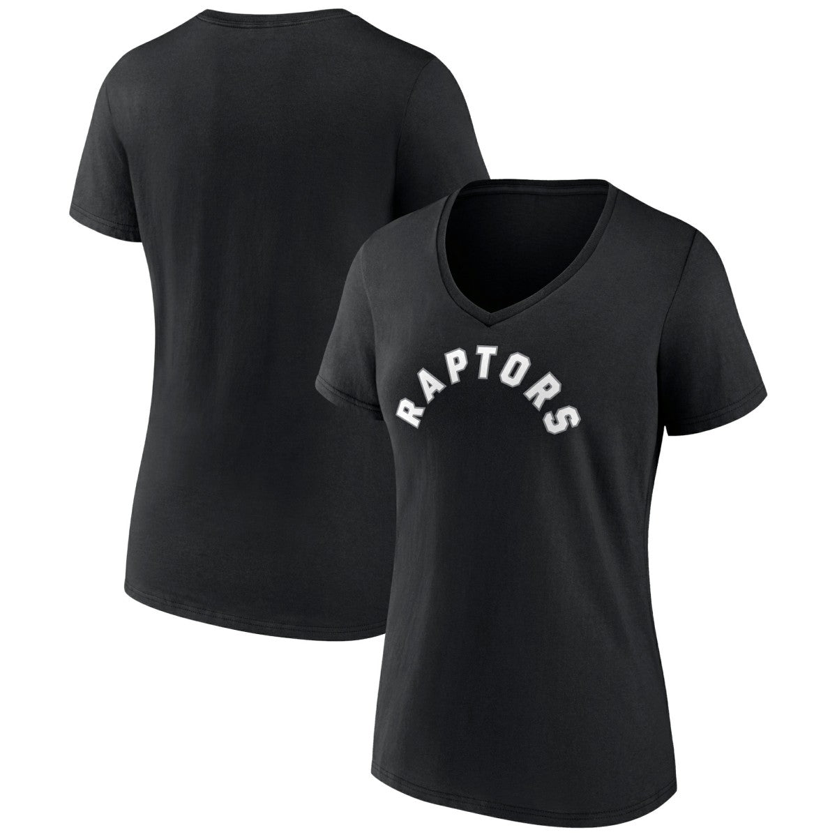 Black Toronto Raptors Women's Wordmark V-Neck T-Shirt | NBA
