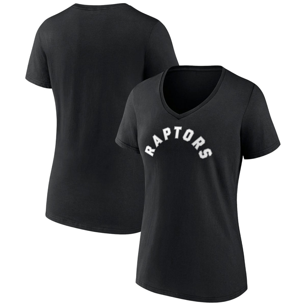 Black Toronto Raptors Women's Wordmark V-Neck T-Shirt | NBA