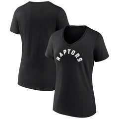 Black Toronto Raptors Women's Wordmark V-Neck T-Shirt | NBA