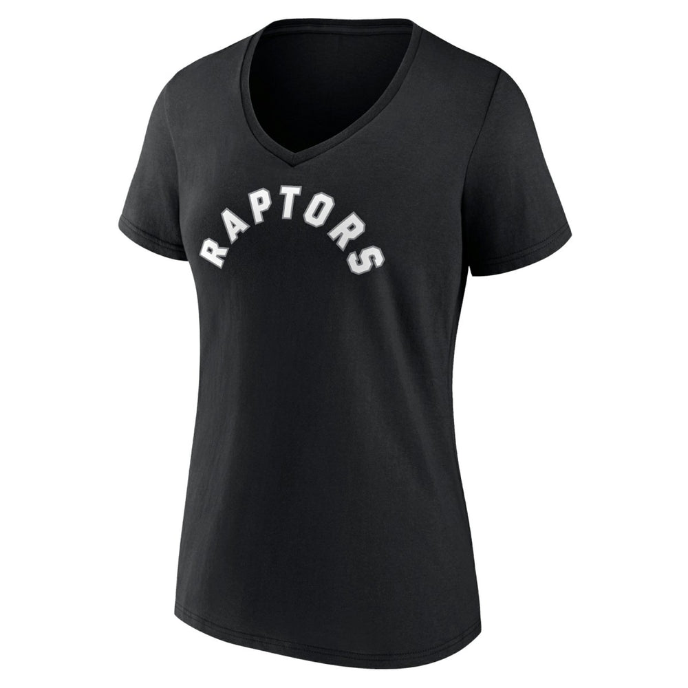 Black Toronto Raptors Women's Wordmark V-Neck T-Shirt | NBA